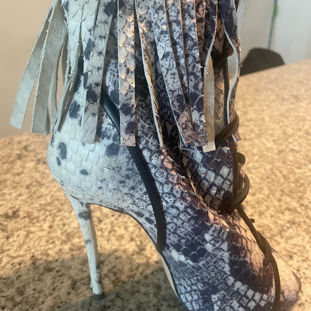 Giuseppe Real Snakeskin Open Toe Boots